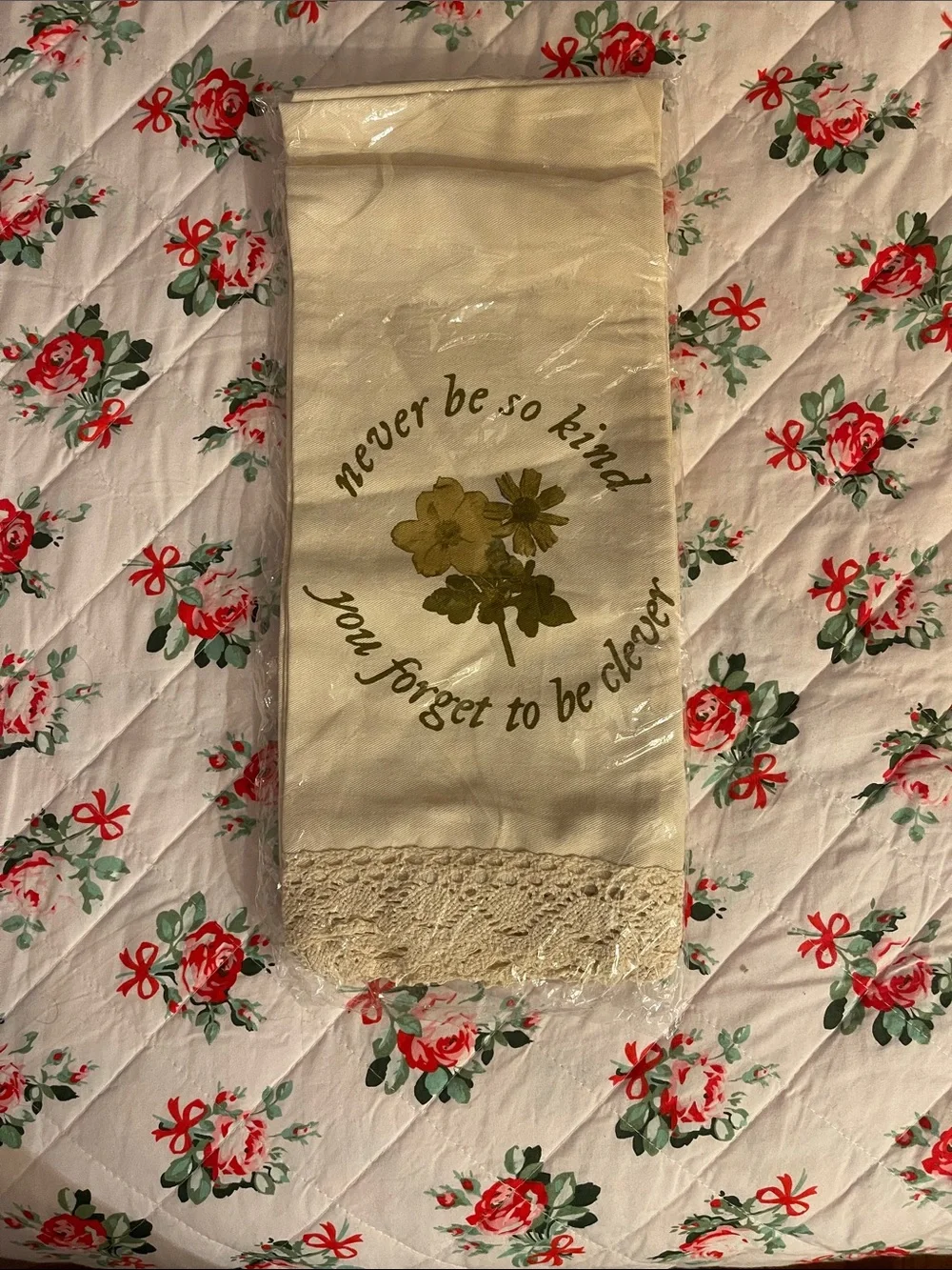 Taylor Swift Embroidered Floral Kitchen Towel - Cream
